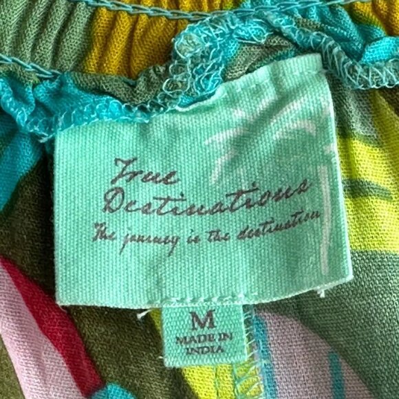 True Destinations Multi-Color Tropical Palazzo Wide Leg Pants - M - Worn 1 Time - Picture 13 of 14